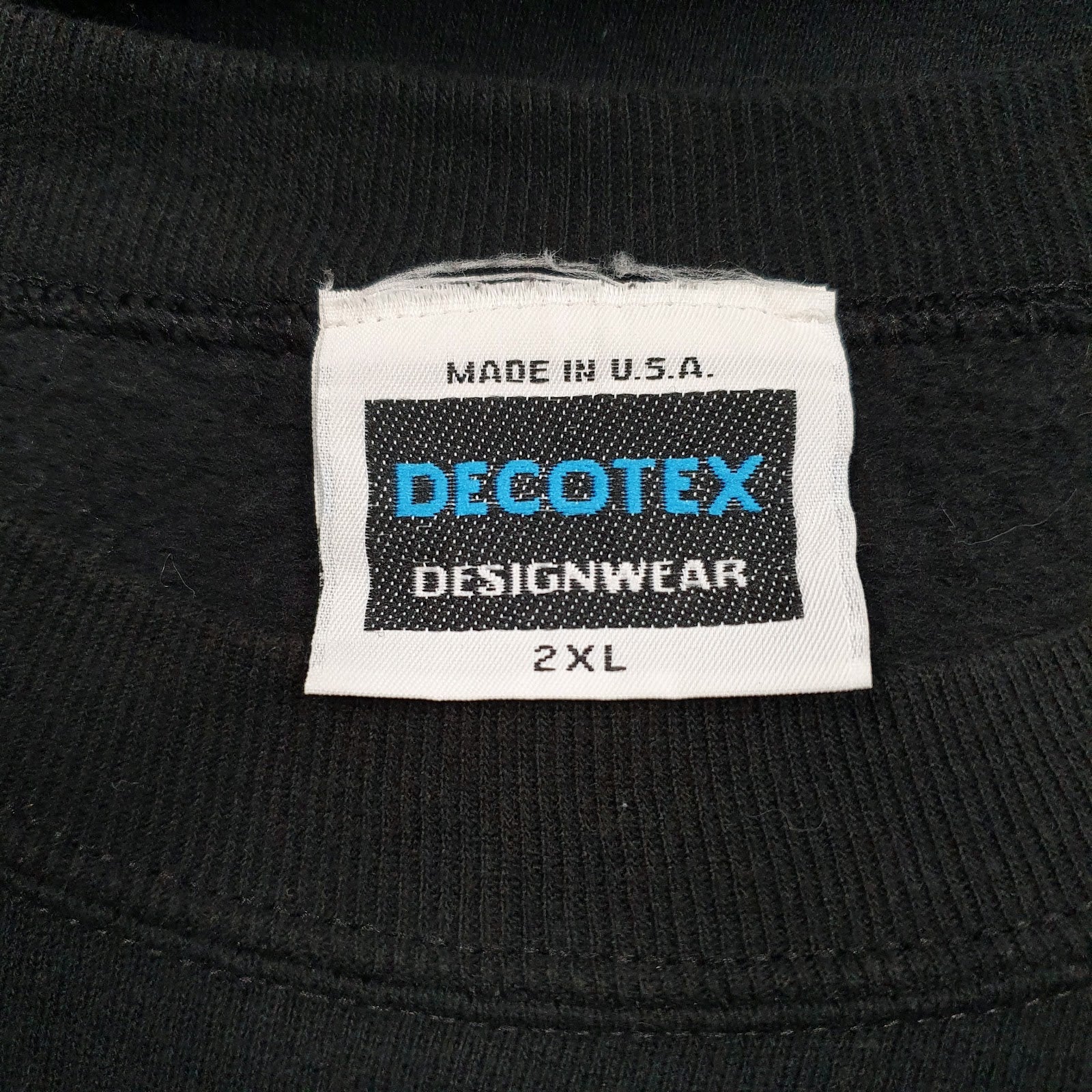 Mens Black Decotex Graphic Vintage 90s Made In USA Crewneck Jumper