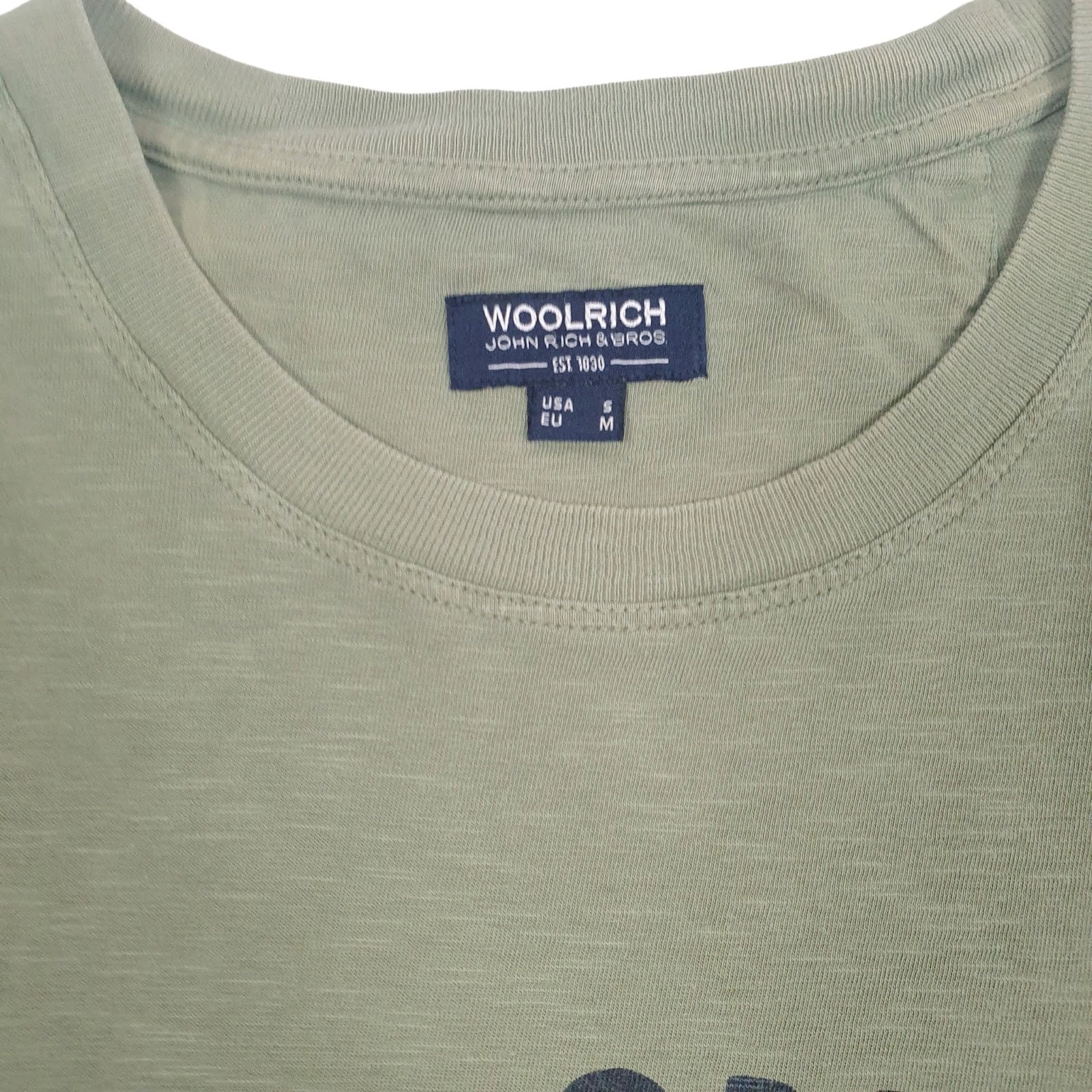 Mens Green Woolrich Spellout  T Shirt