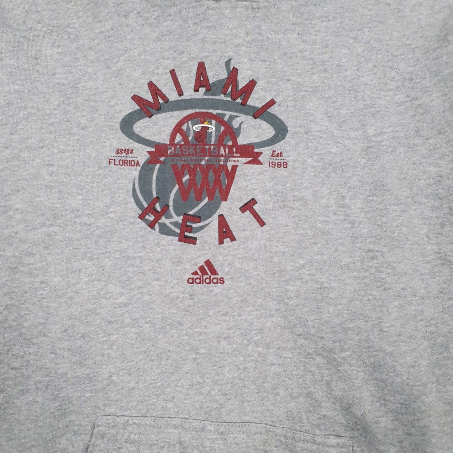 Mens Grey Adidas Miami Heat Hoodie Jumper