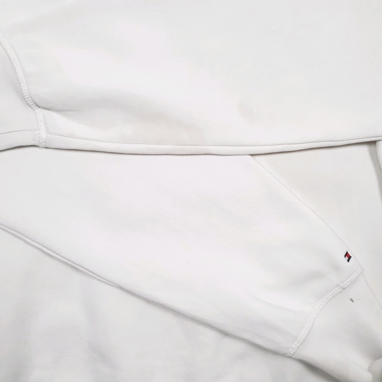 Mens White Tommy Hilfiger Spellout Hoodie Jumper