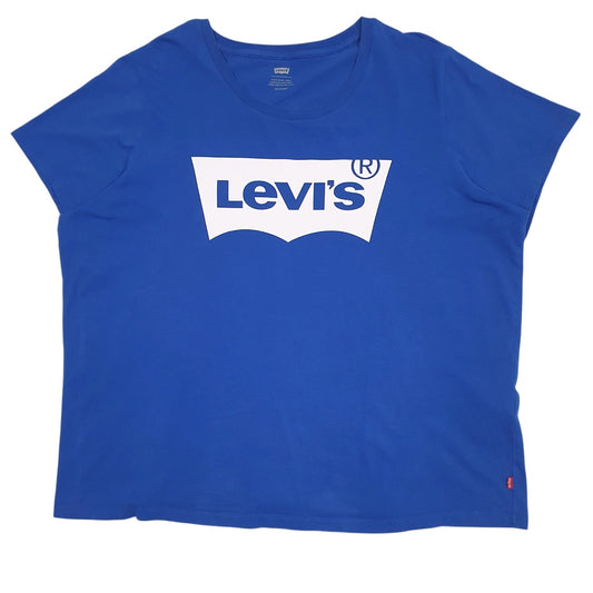 Womens Blue Levis Spellout Short Sleeve T Shirt