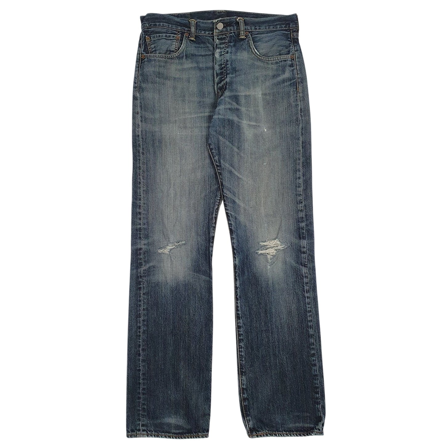 Mens Blue Levis Distressed 501 JeansW32 L32