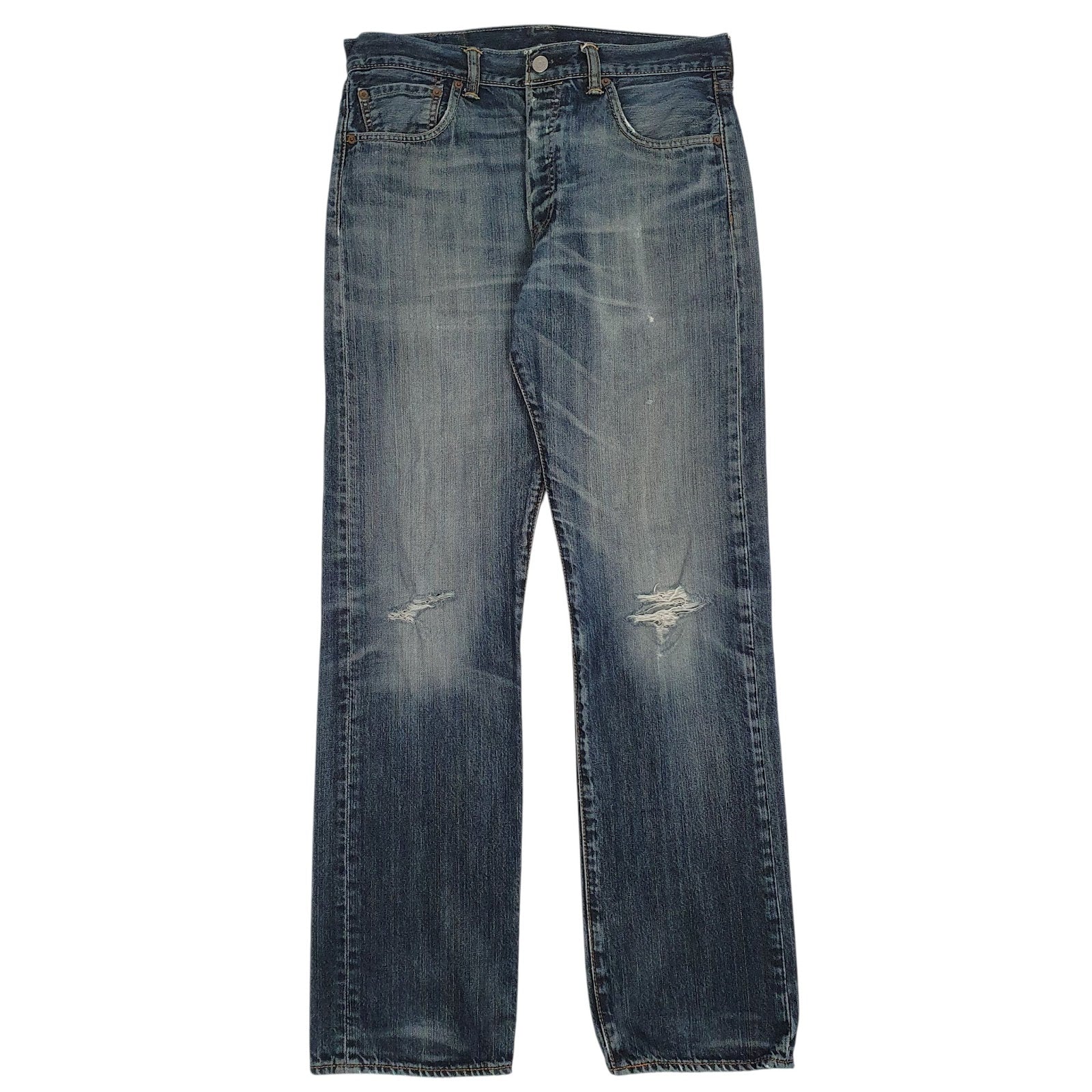 Mens Blue Levis Distressed 501 JeansW32 L32