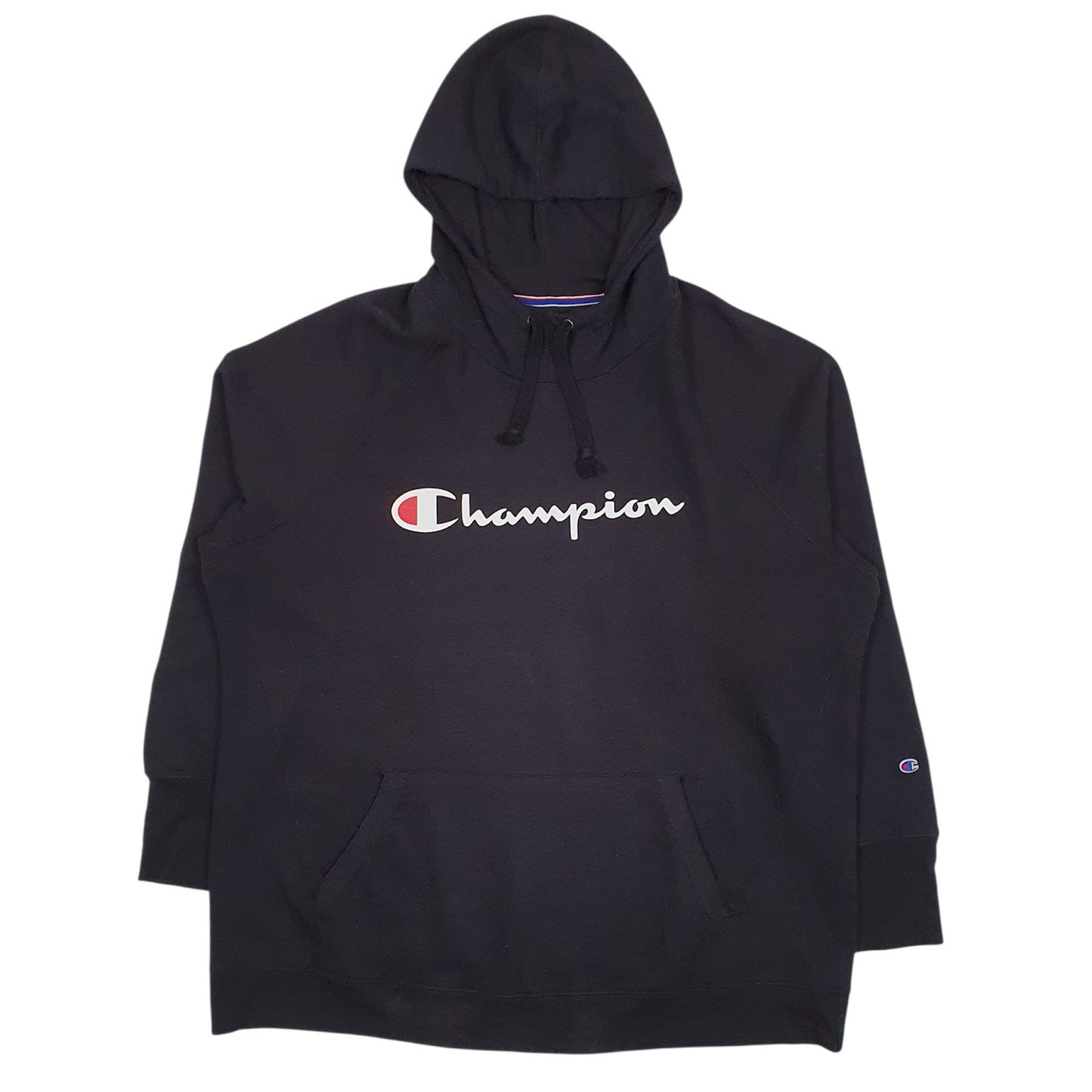 Womens Black Champion Spellout Hoodie Jumper