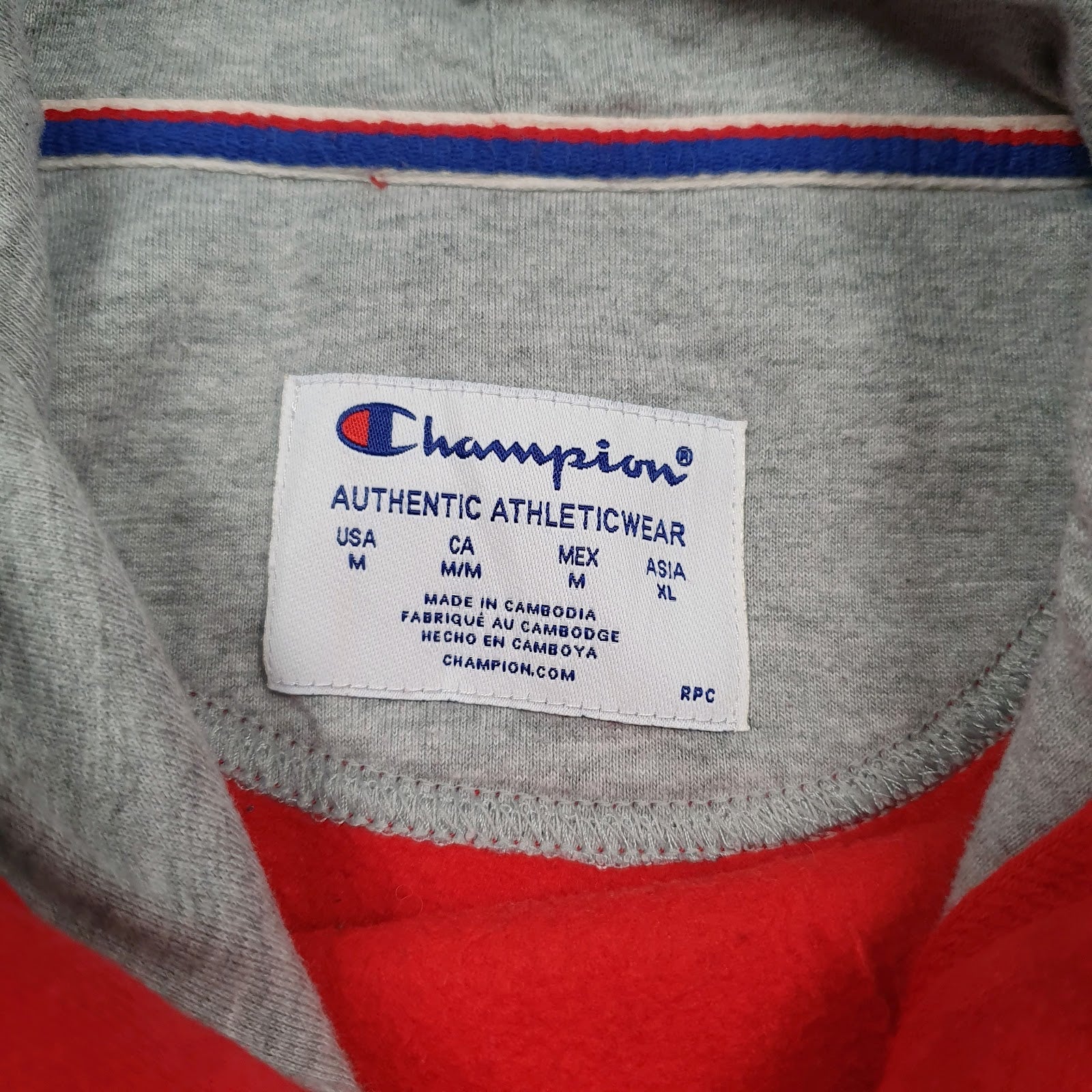 Mens Red Champion Spellout Hoodie Jumper
