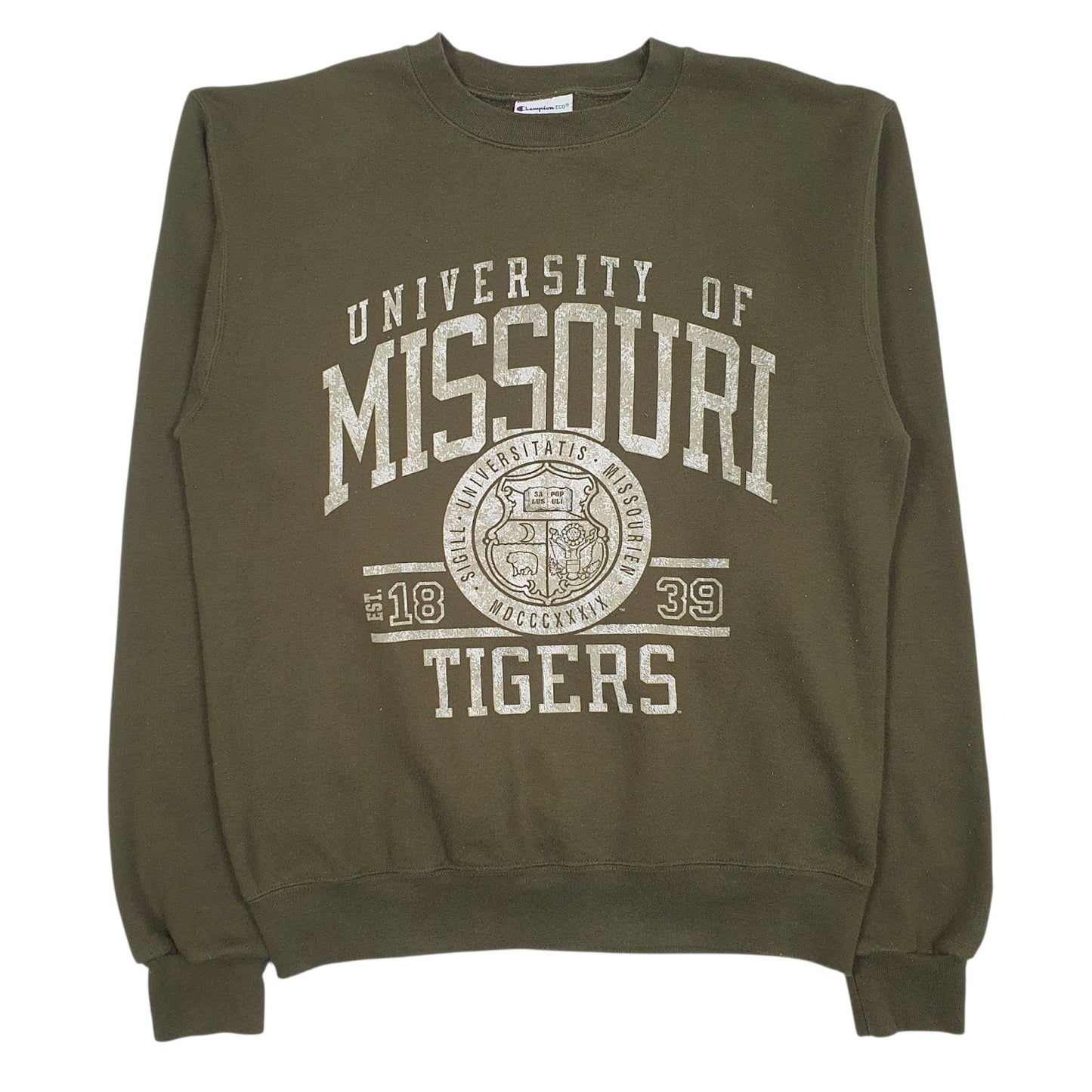 Mens Green Champion University Of Missouri Tigers Crewneck Jumper