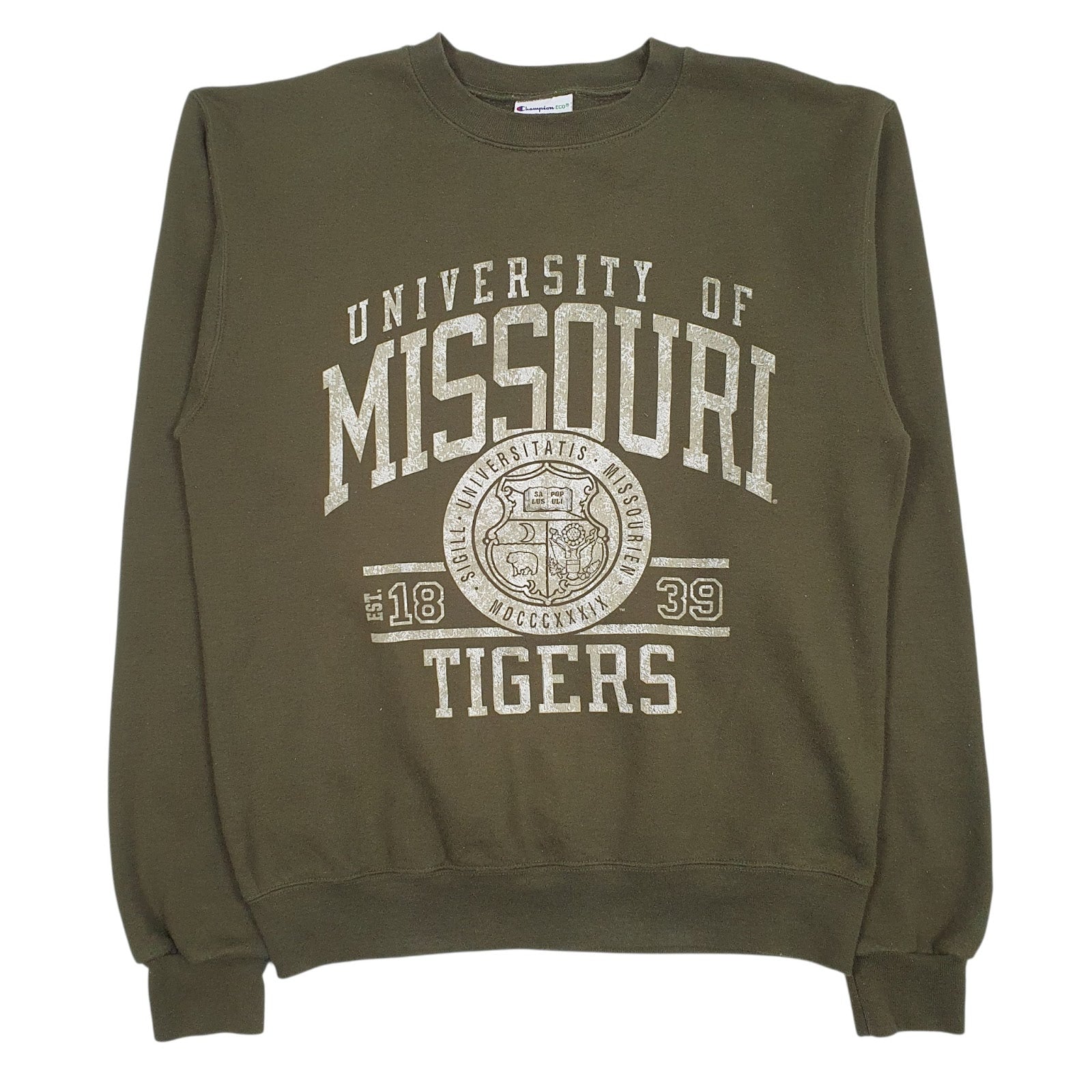 Mens Green Champion University Of Missouri Tigers Crewneck Jumper