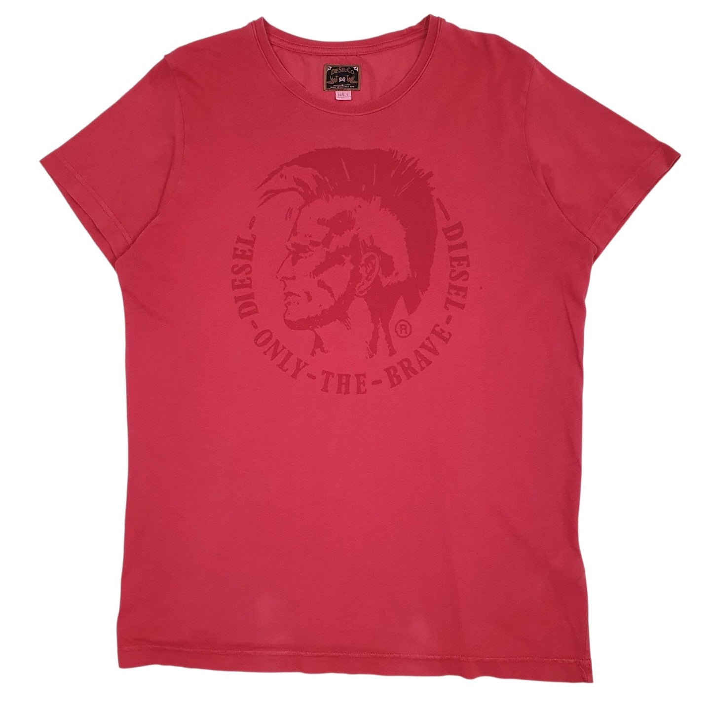 Mens Red Diesel  Short Sleeve T Shirt