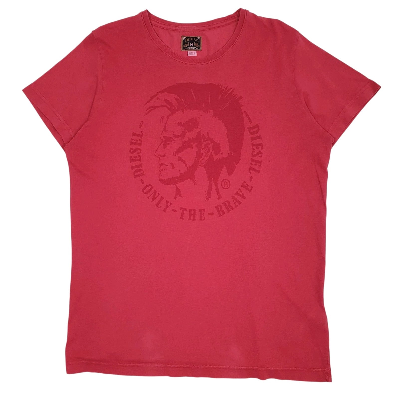 Mens Red Diesel  Short Sleeve T Shirt