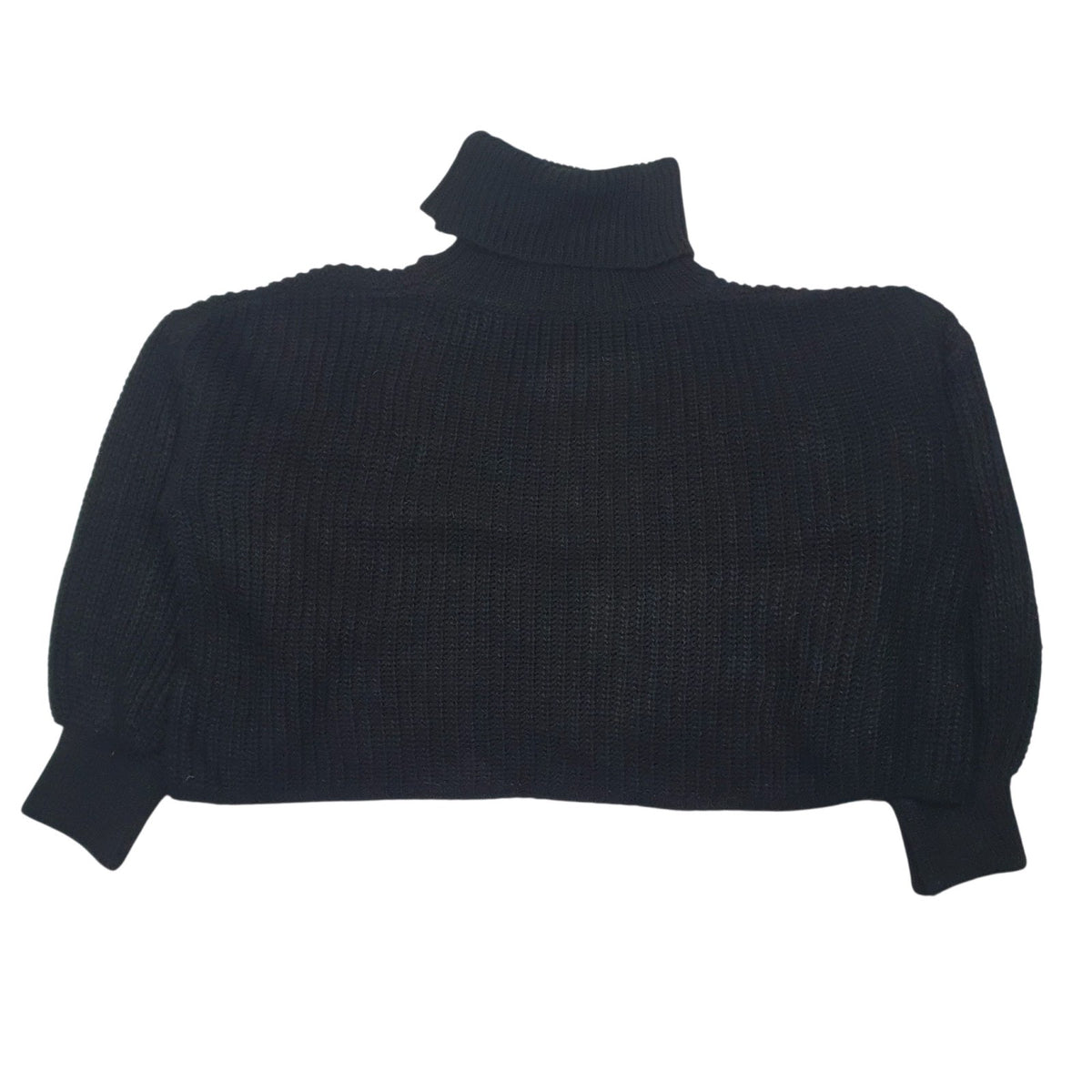 Womens Black Unbranded Knit Cropped Oversized Turtle Neck Jumper