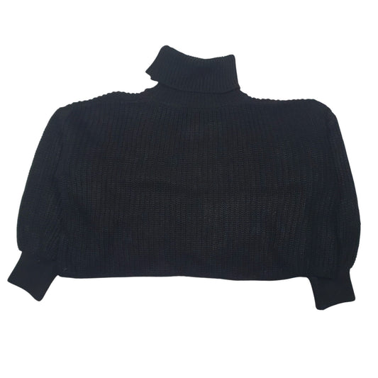 Womens Black Unbranded Knit Cropped Oversized Turtle Neck Jumper