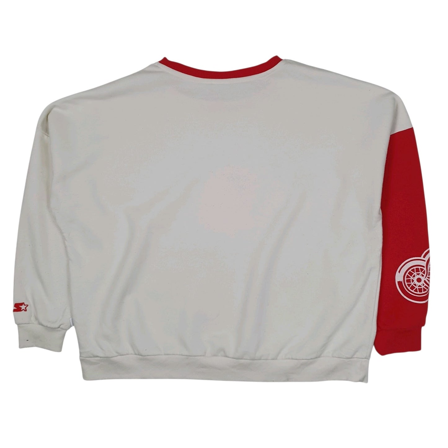 Womens White Starter Detroit Red Wings NHL Hockey Crewneck Jumper