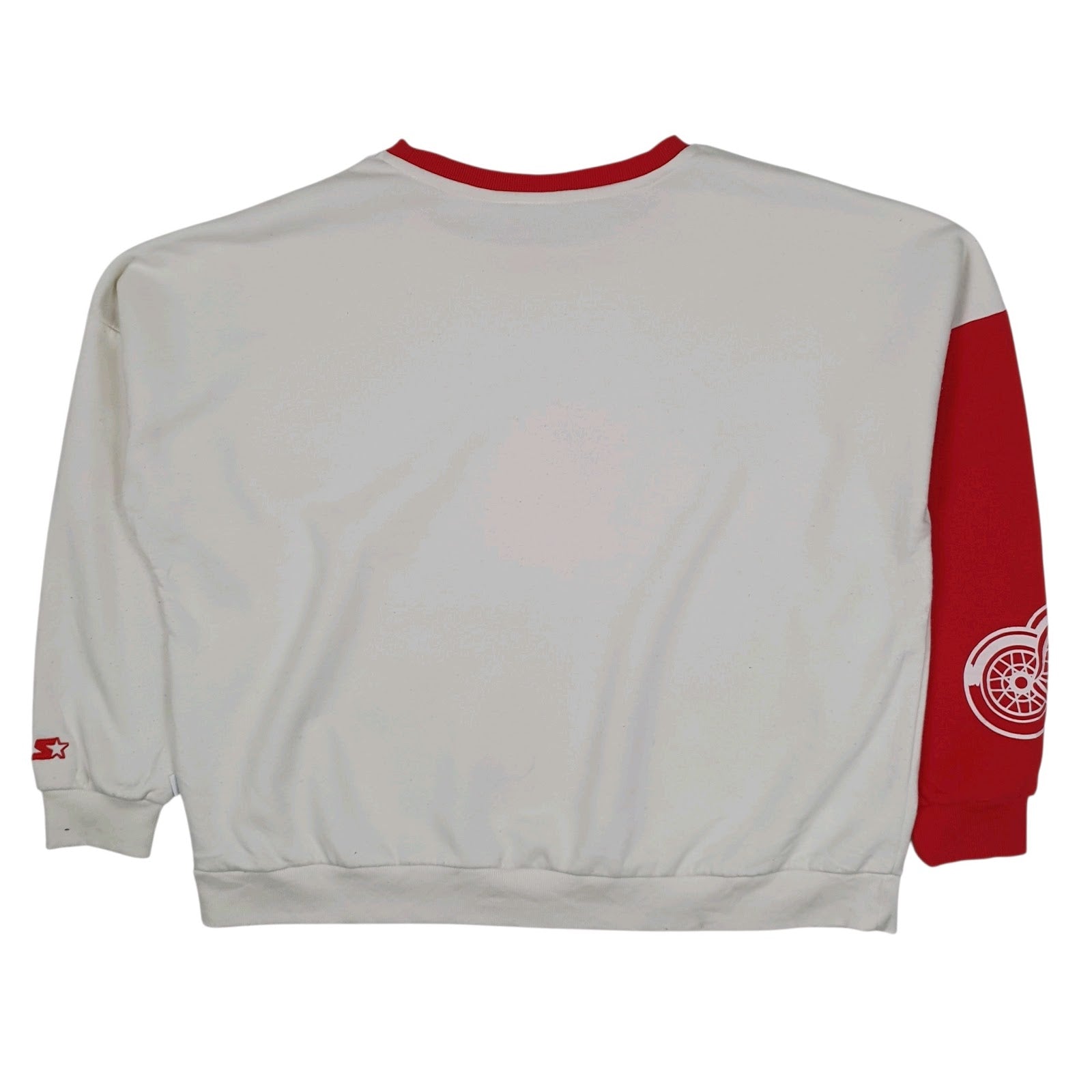 Womens White Starter Detroit Red Wings NHL Hockey Crewneck Jumper