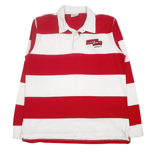 Mens White J. America Rugby Long Sleeve Polo Shirt