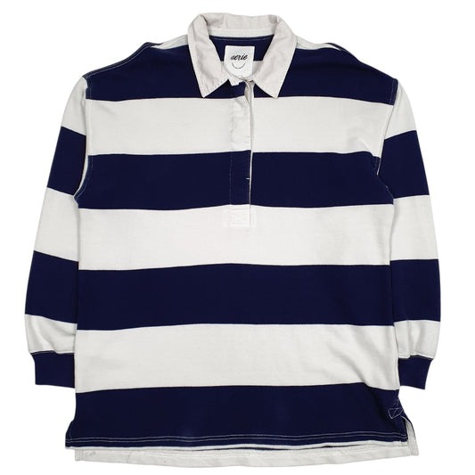 Womens White Aerie Rugby Long Sleeve Polo Shirt