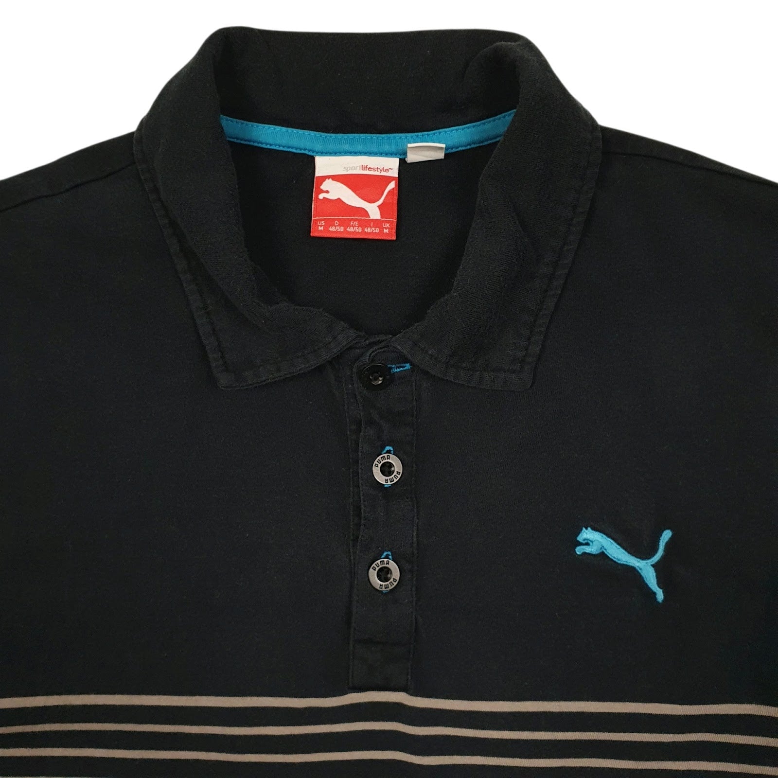 Mens Navy Puma  Hoodie Polo Shirt