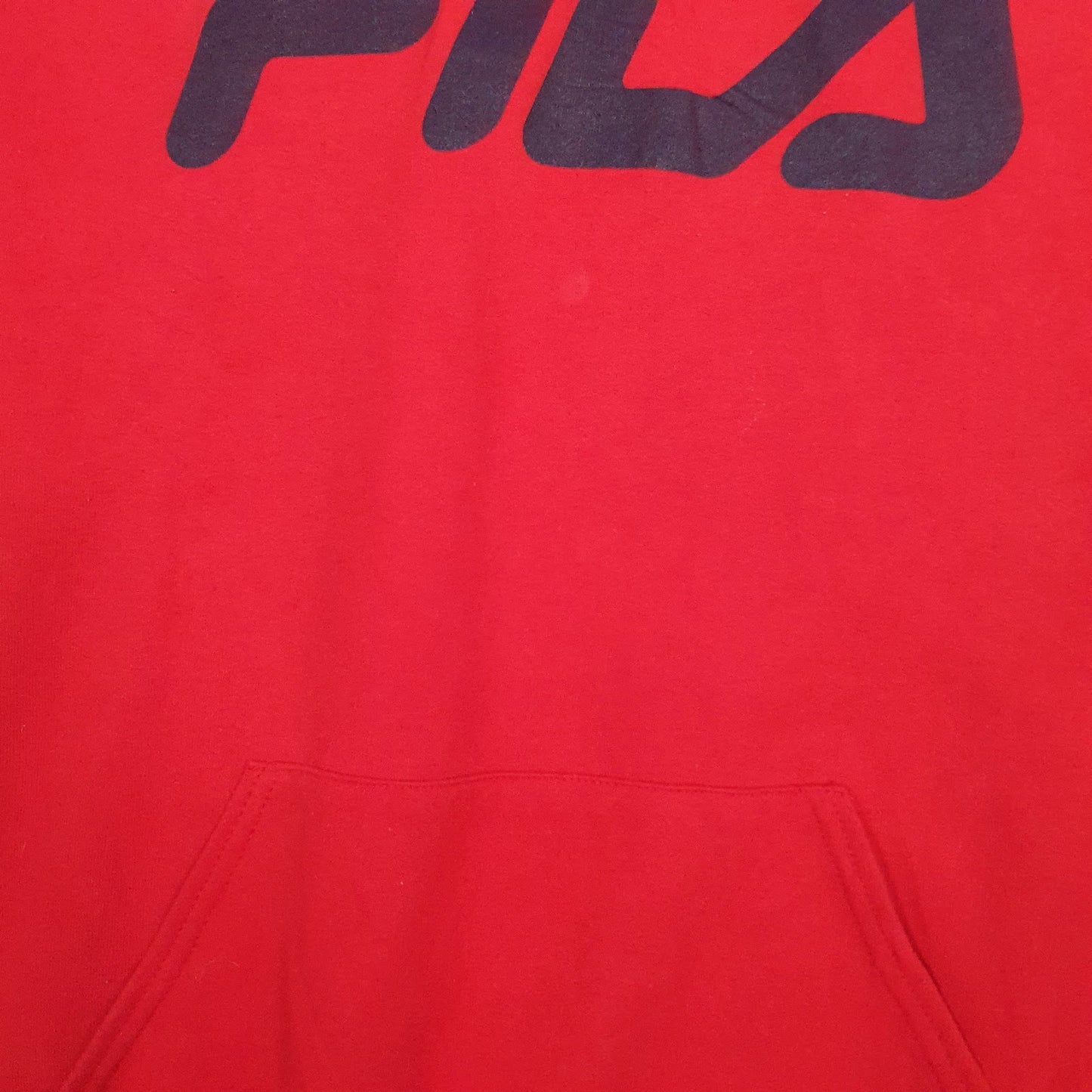 Mens Red Fila Spellout Hoodie Jumper