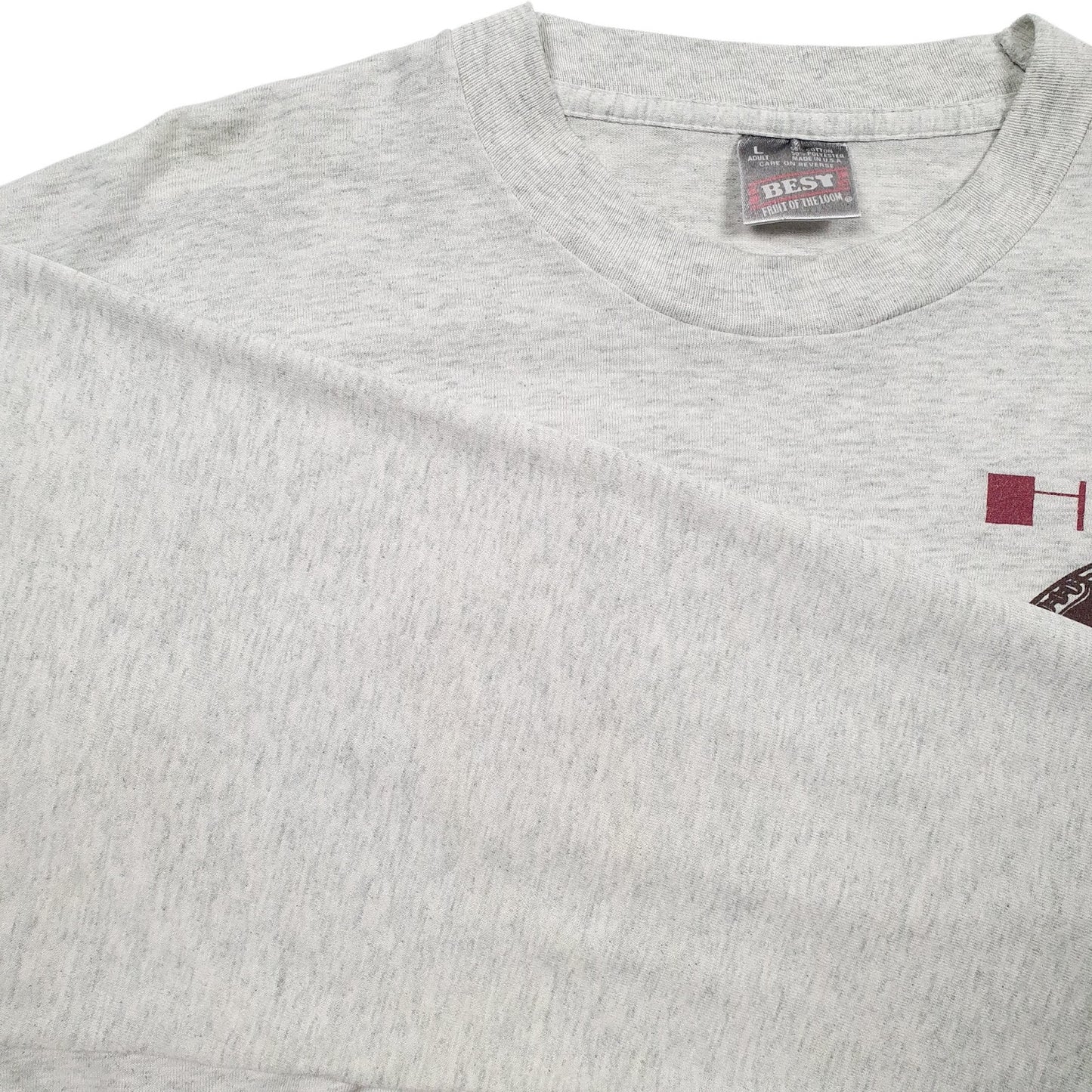 Mens Grey Fruit Of The Loom Vintage 90s Made In USA Hoodie T Shirt
