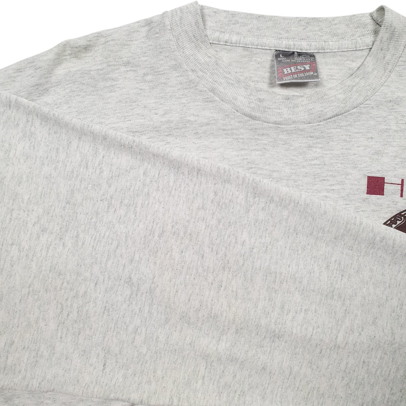Mens Grey Fruit Of The Loom Vintage 90s Made In USA Hoodie T Shirt