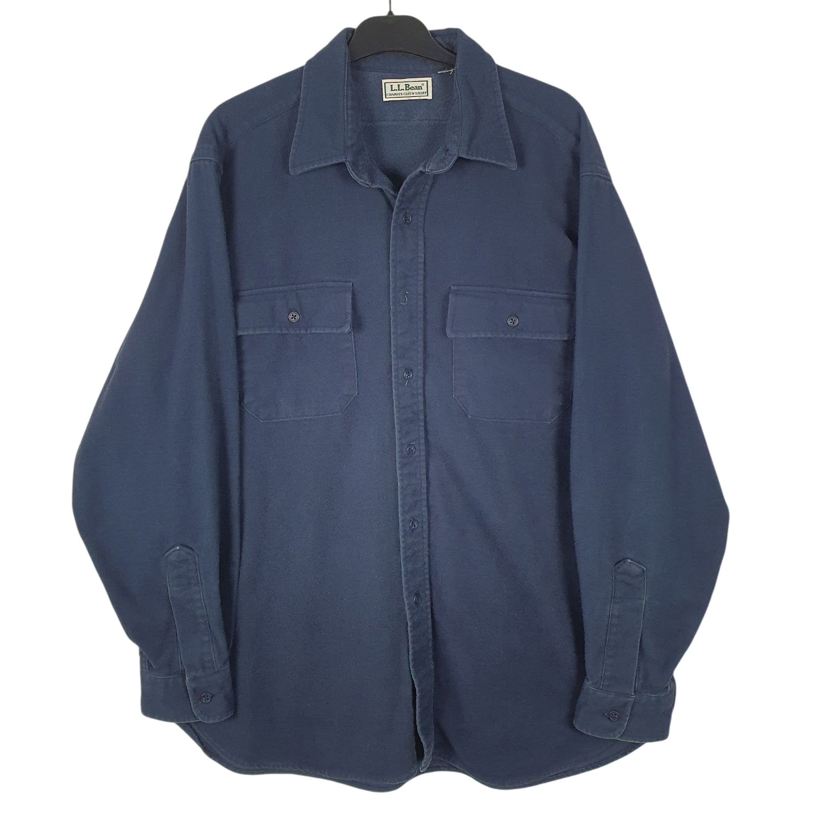 Mens Navy L.L.Bean Chamois Long Sleeve Shirt