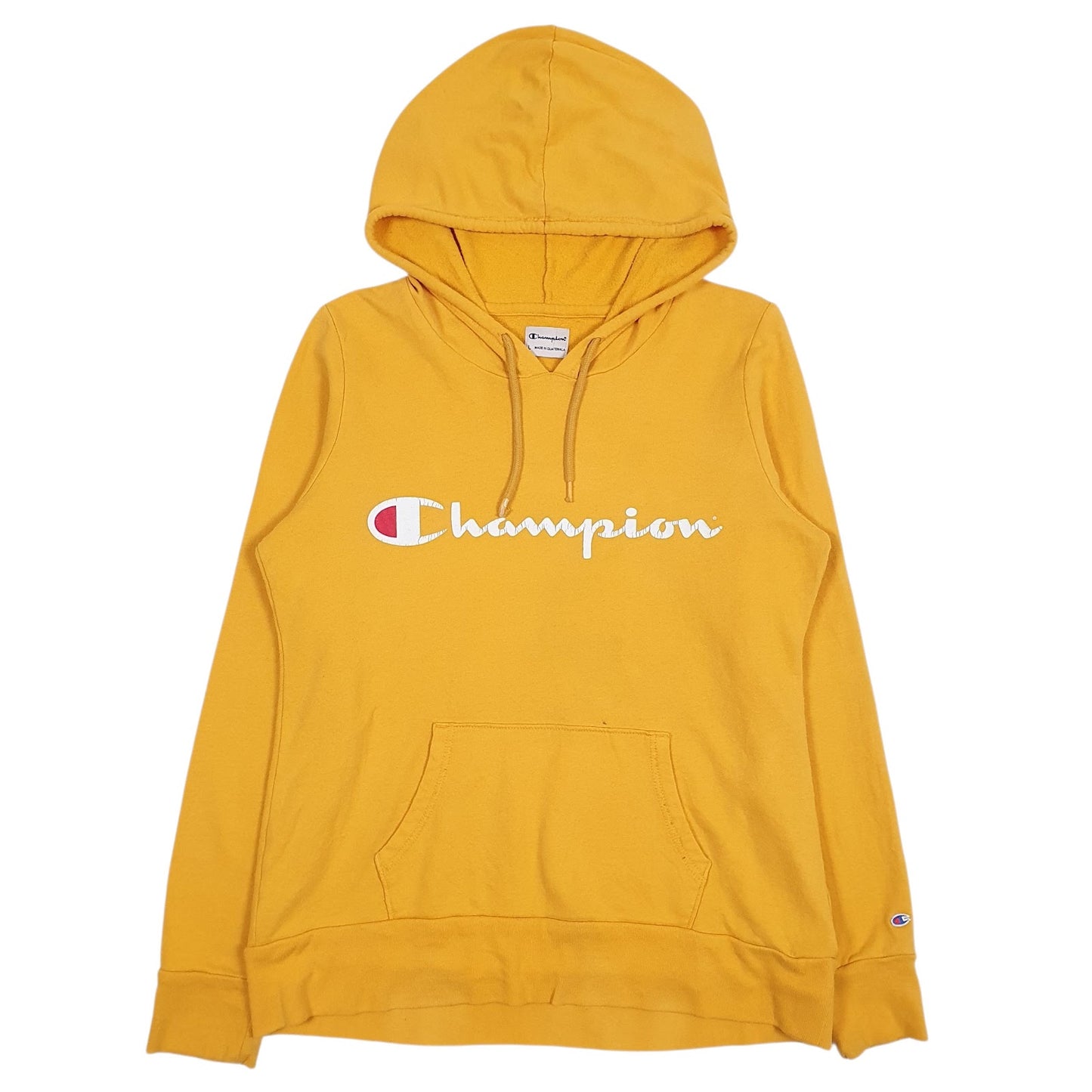 Womens Yellow Champion Spellout Hoodie Jumper