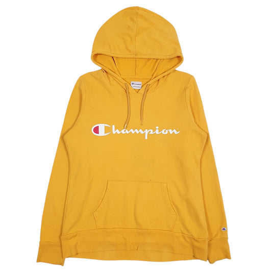 Womens Yellow Champion Spellout Hoodie Jumper