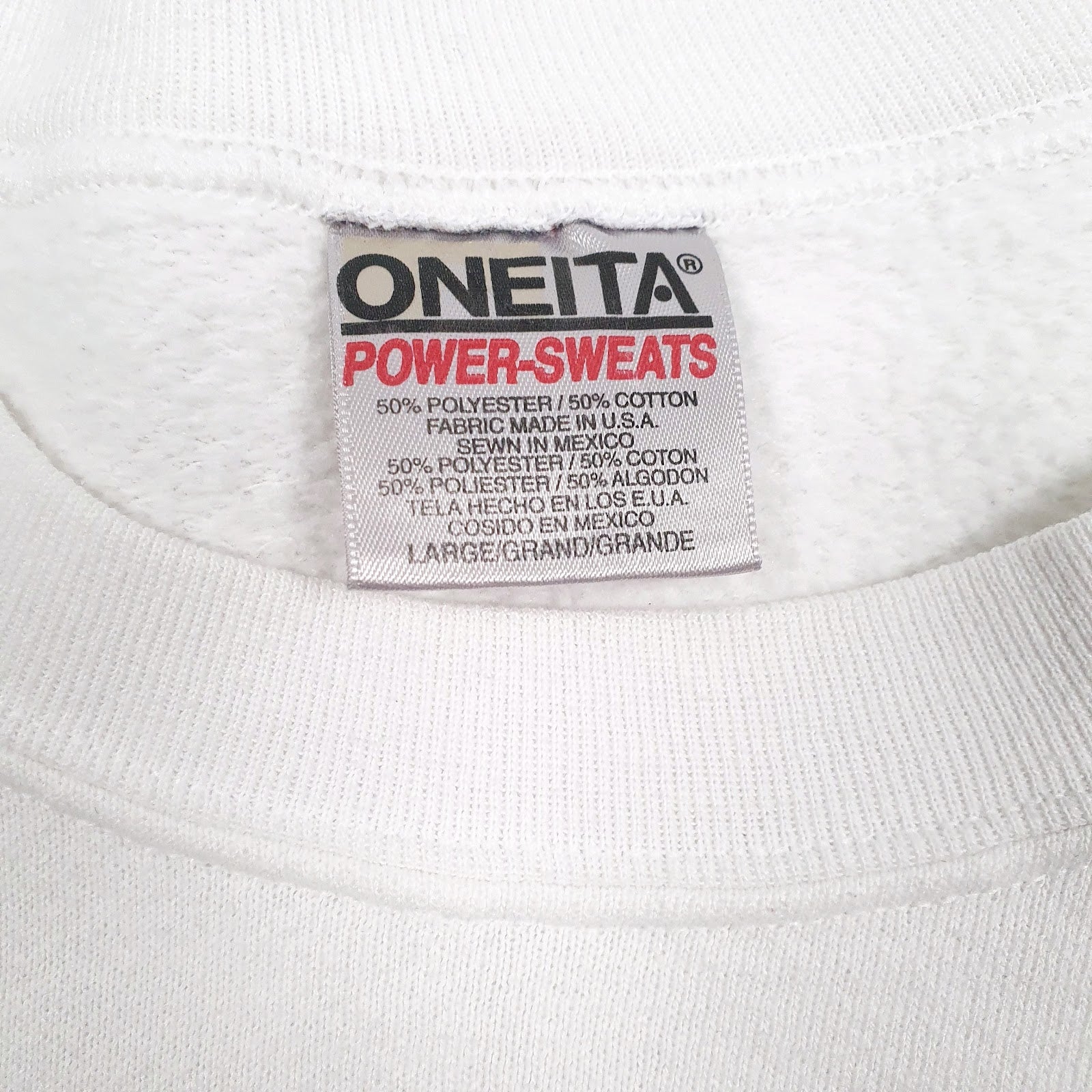 Mens White Oneita Graphic Vintage Christmas Crewneck Jumper