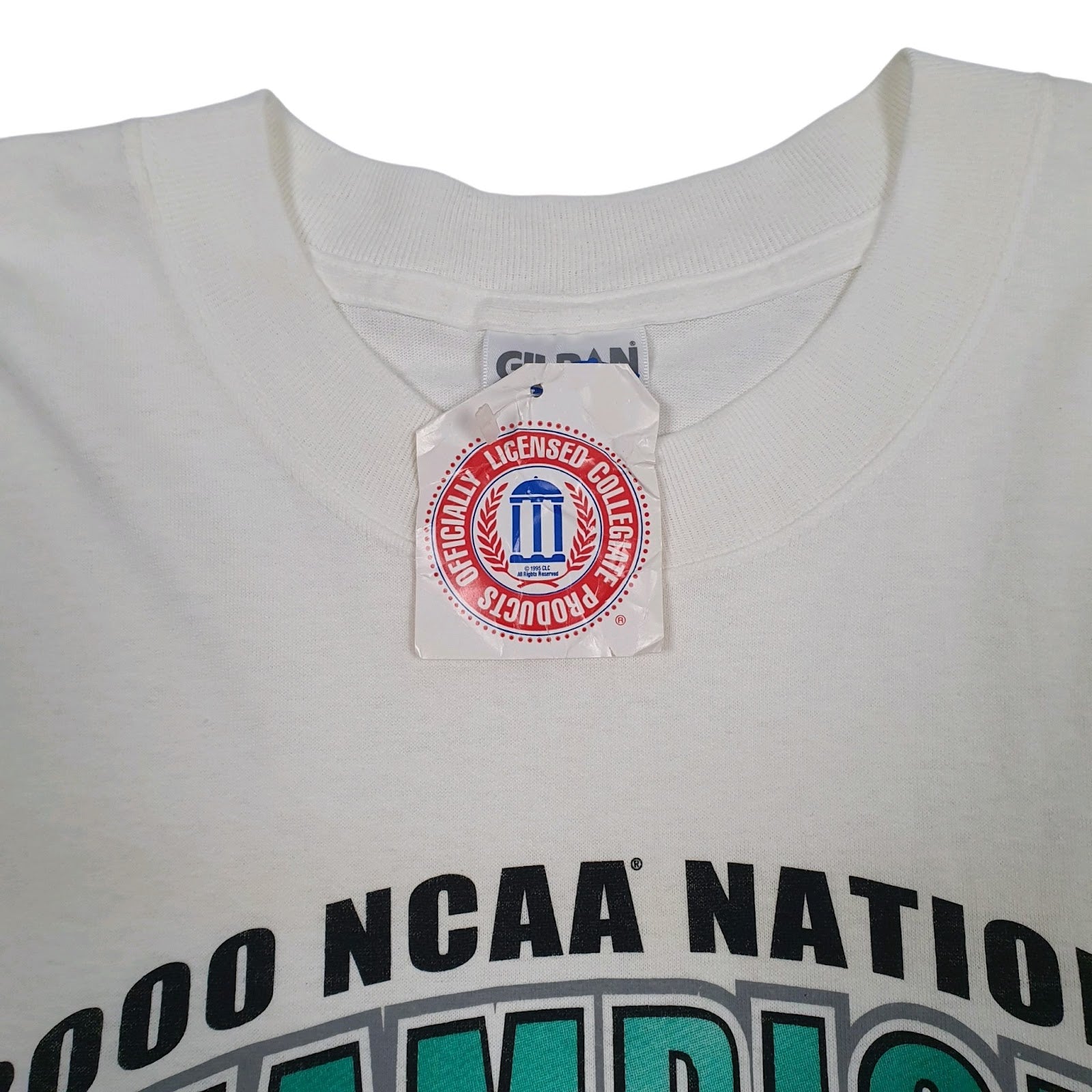 Mens White Gildan NCAA Champions Spartans Vintage 2000  T Shirt