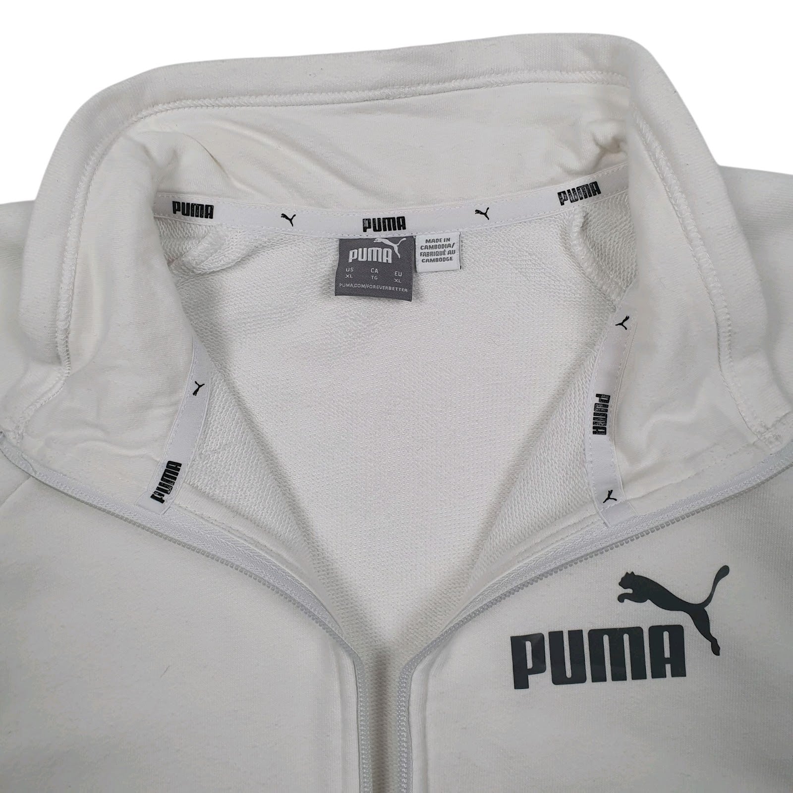 Womens White Puma  Quarter Zip Jumper