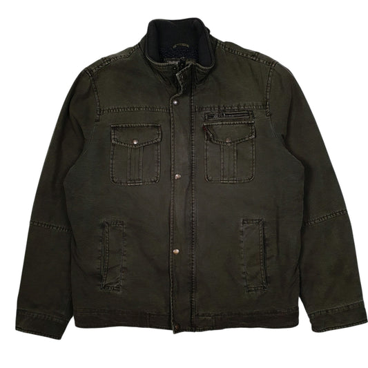 Mens Green Levis Military Bomber Sherpa Lined  Coat