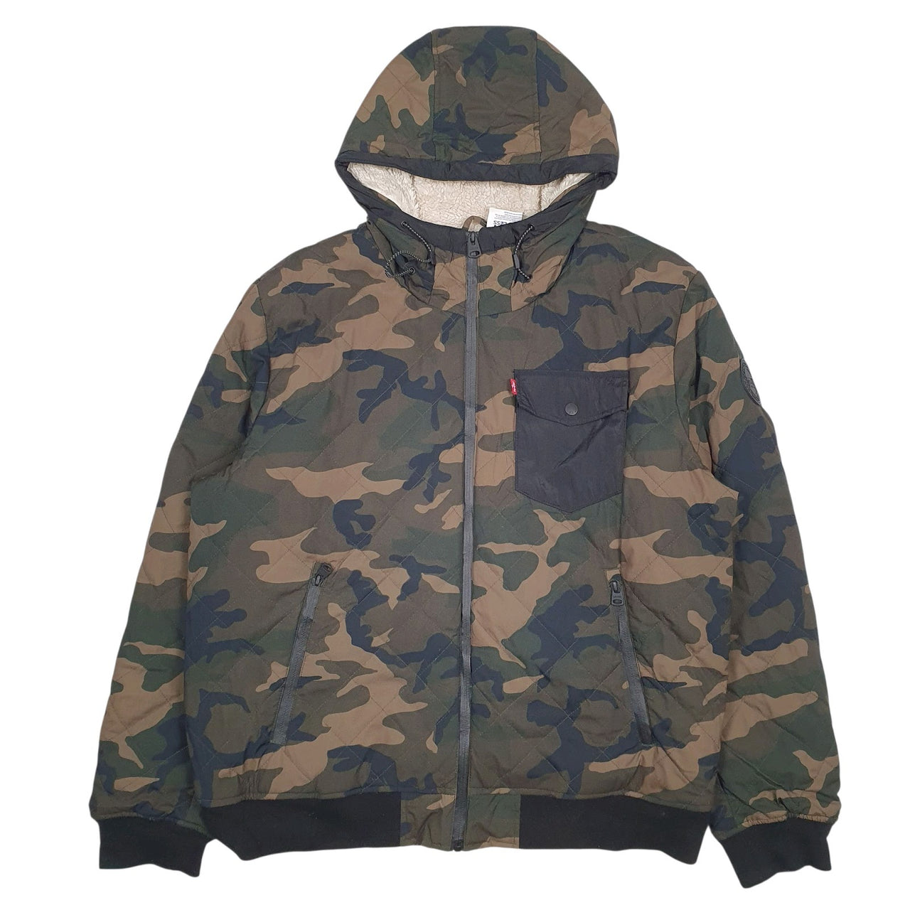 Mens Green Levis Camo Fleece Lined  Coat