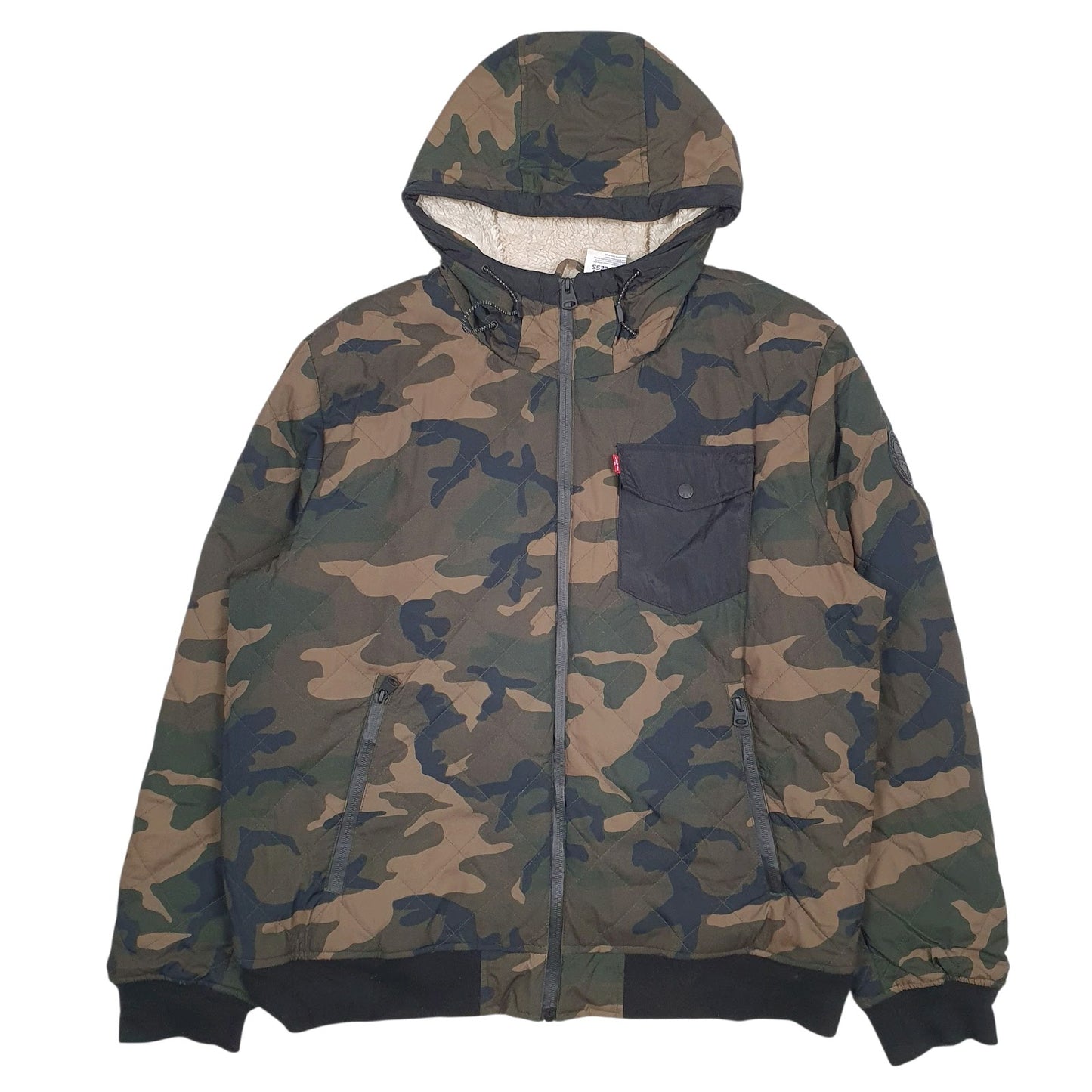 Mens Green Levis Camo Fleece Lined  Coat