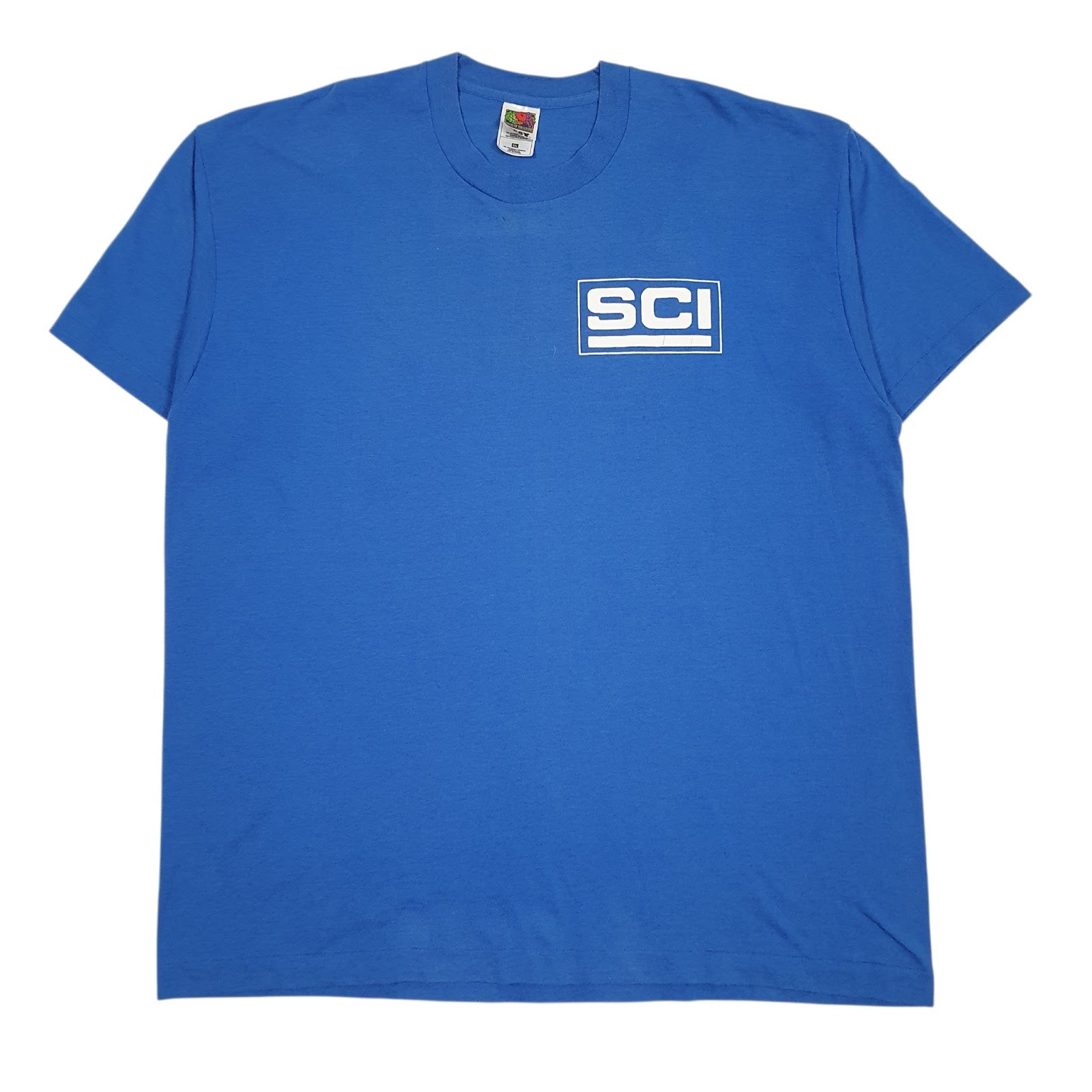 Mens Blue Fruit Of The Loom Vintage 90s Made In USA Short Sleeve T Shirt
