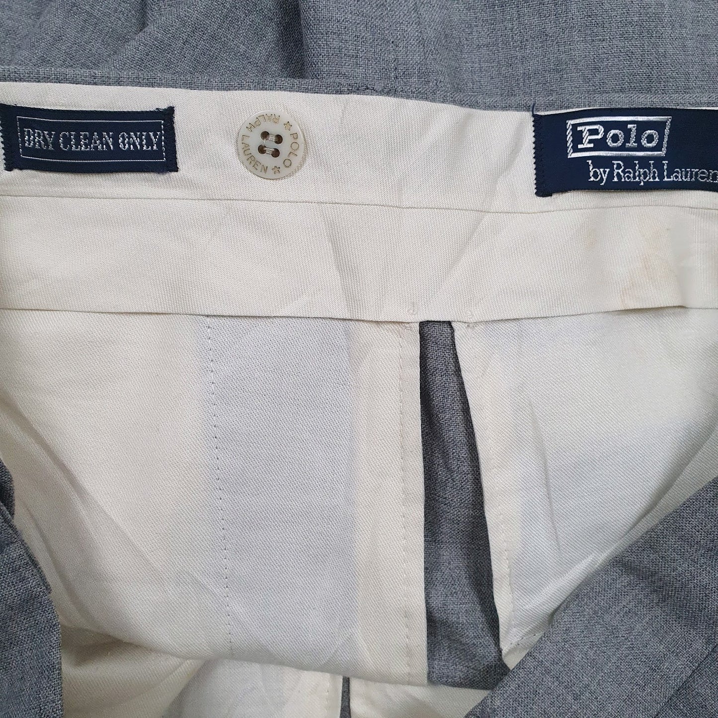 Mens Grey Polo Ralph Lauren Pleated  Trousers