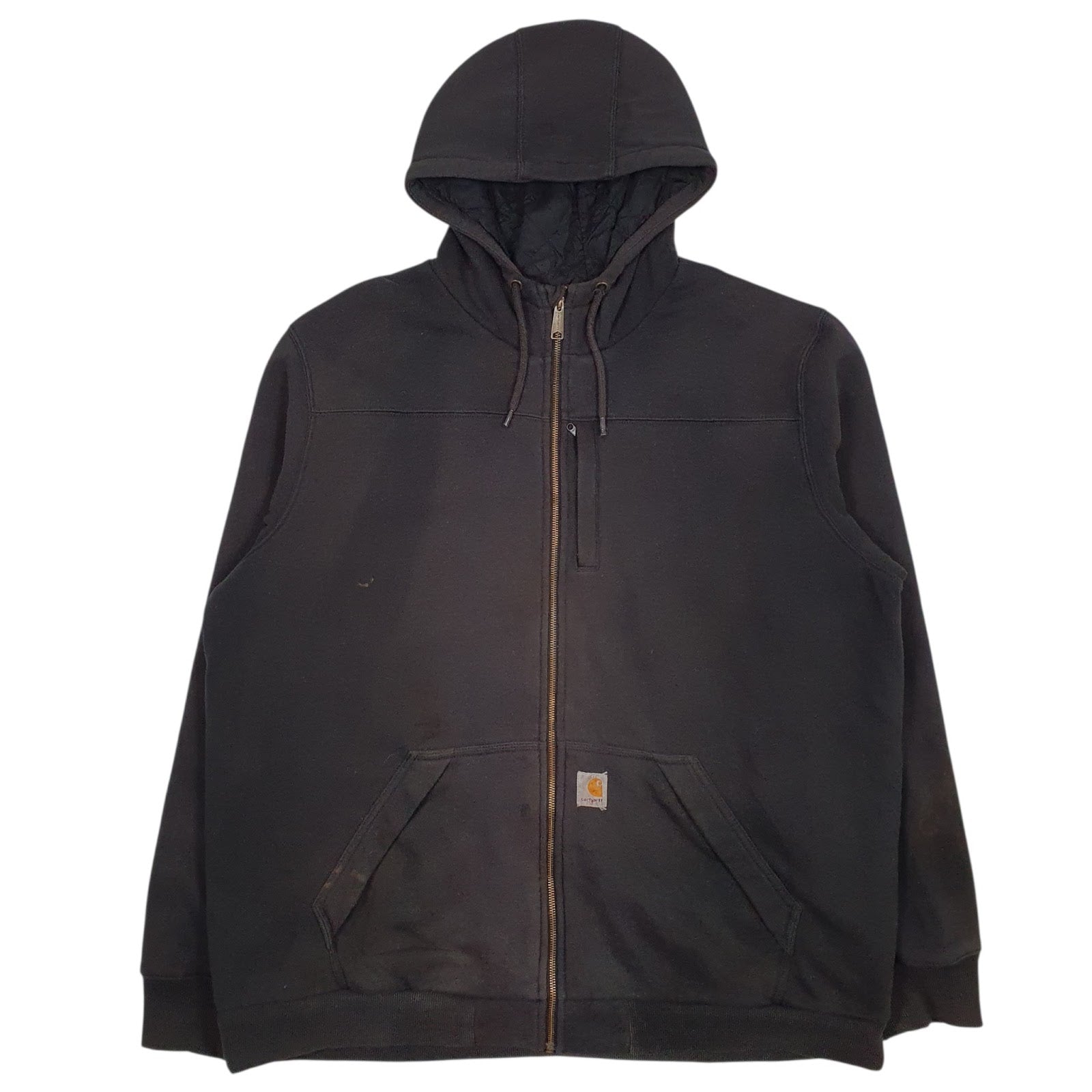 Mens Grey Carhartt Quilt Lined Padded Full Zip Jumper