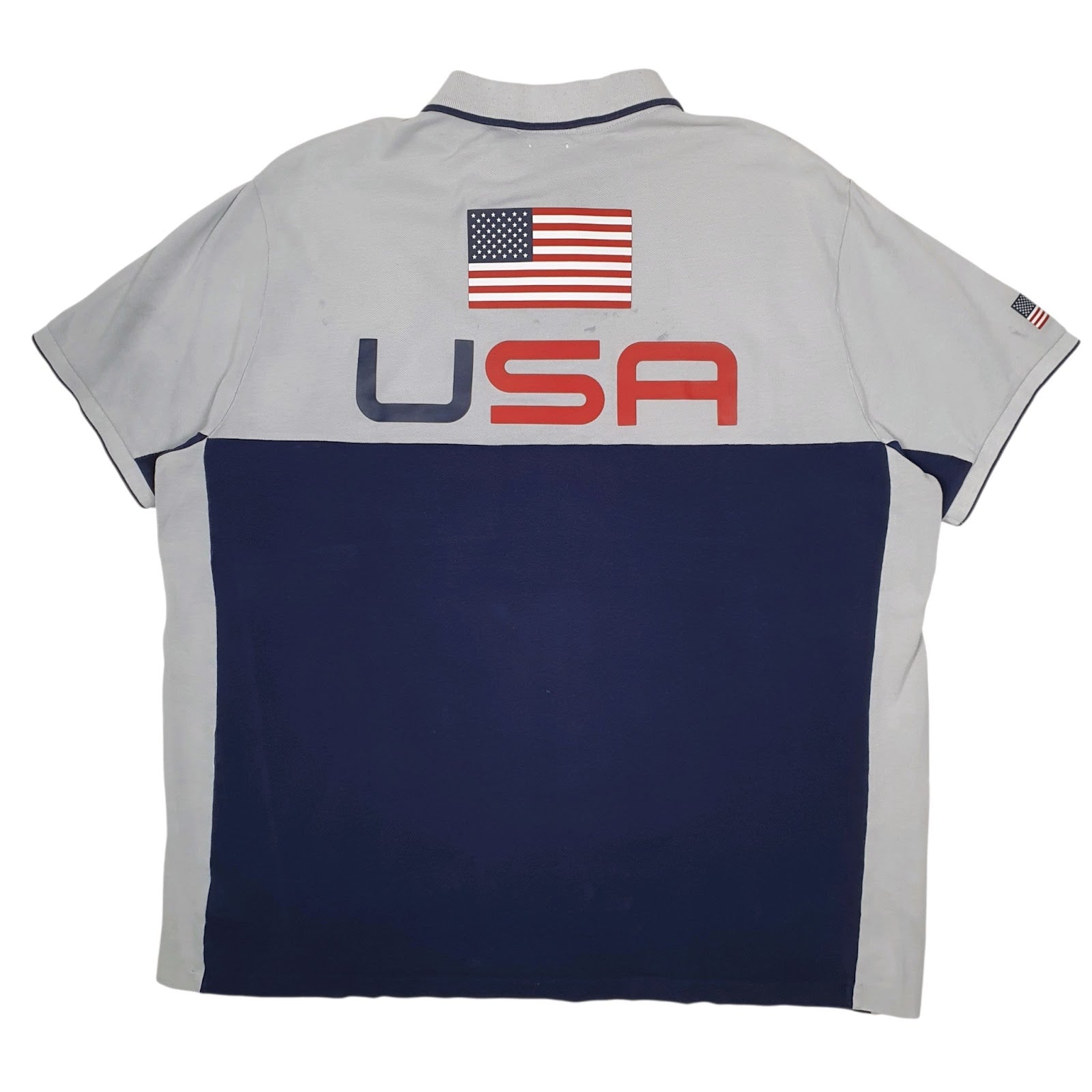 Mens Blue Polo Ralph Lauren Custom Slim Fit USA Quarter Zip Polo Shirt