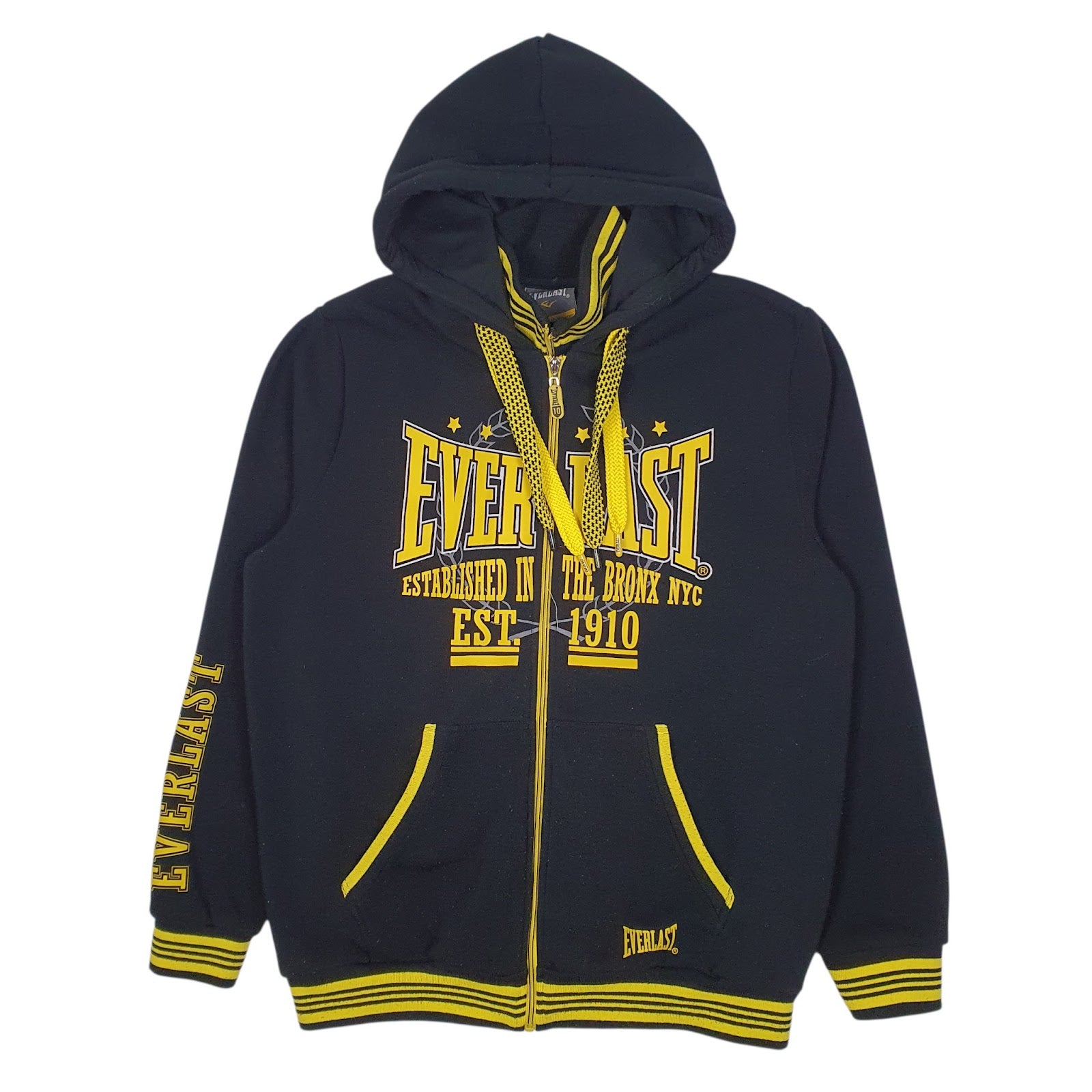 Mens Black Everlast Hoodie Boxing Full Zip Jumper