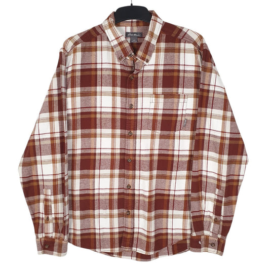 Mens Red Eddie Bauer Flannel Long Sleeve Shirt