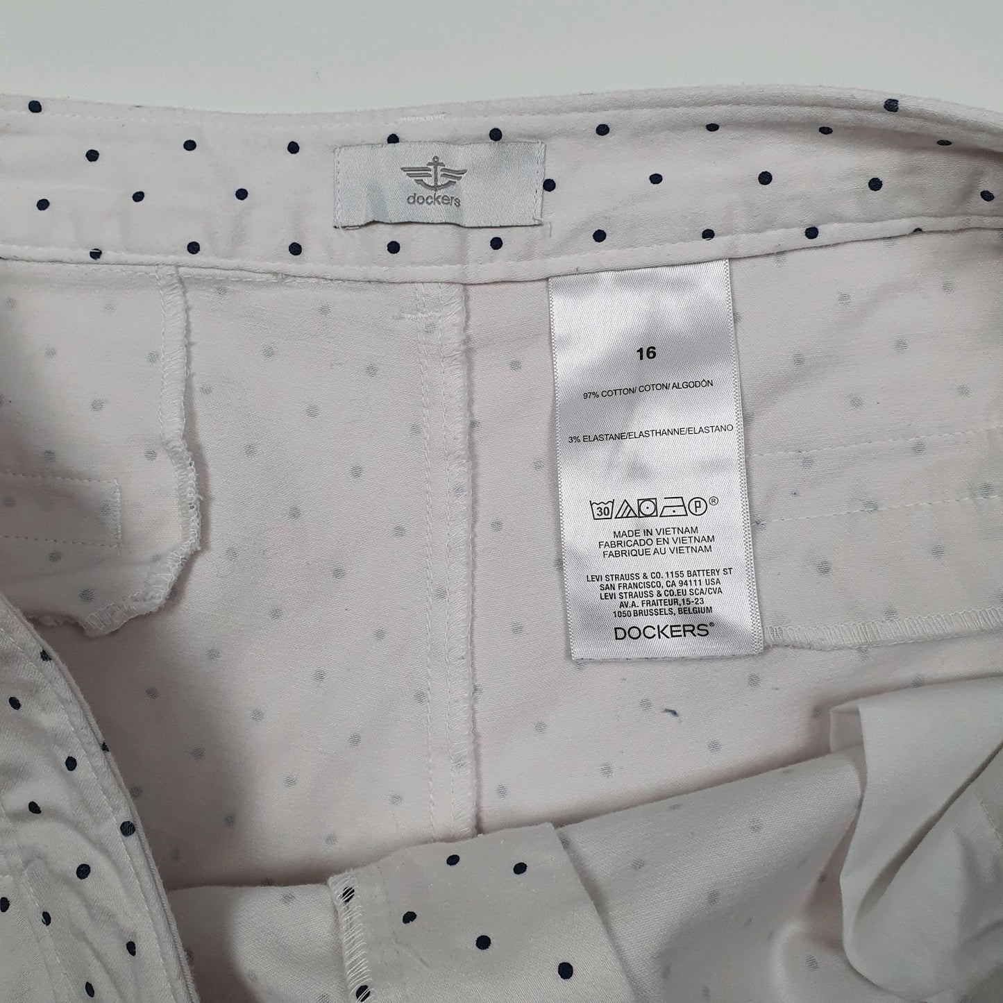Womens White Dockers Polka Dot  Shorts