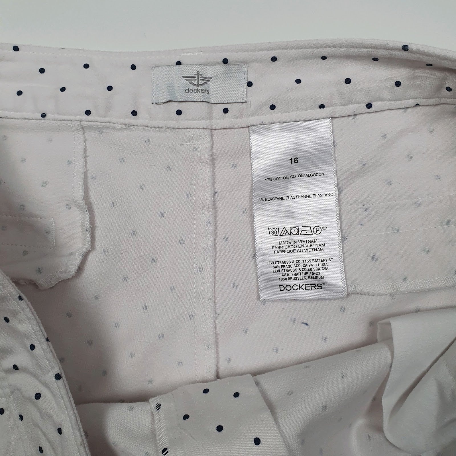 Womens White Dockers Polka Dot  Shorts
