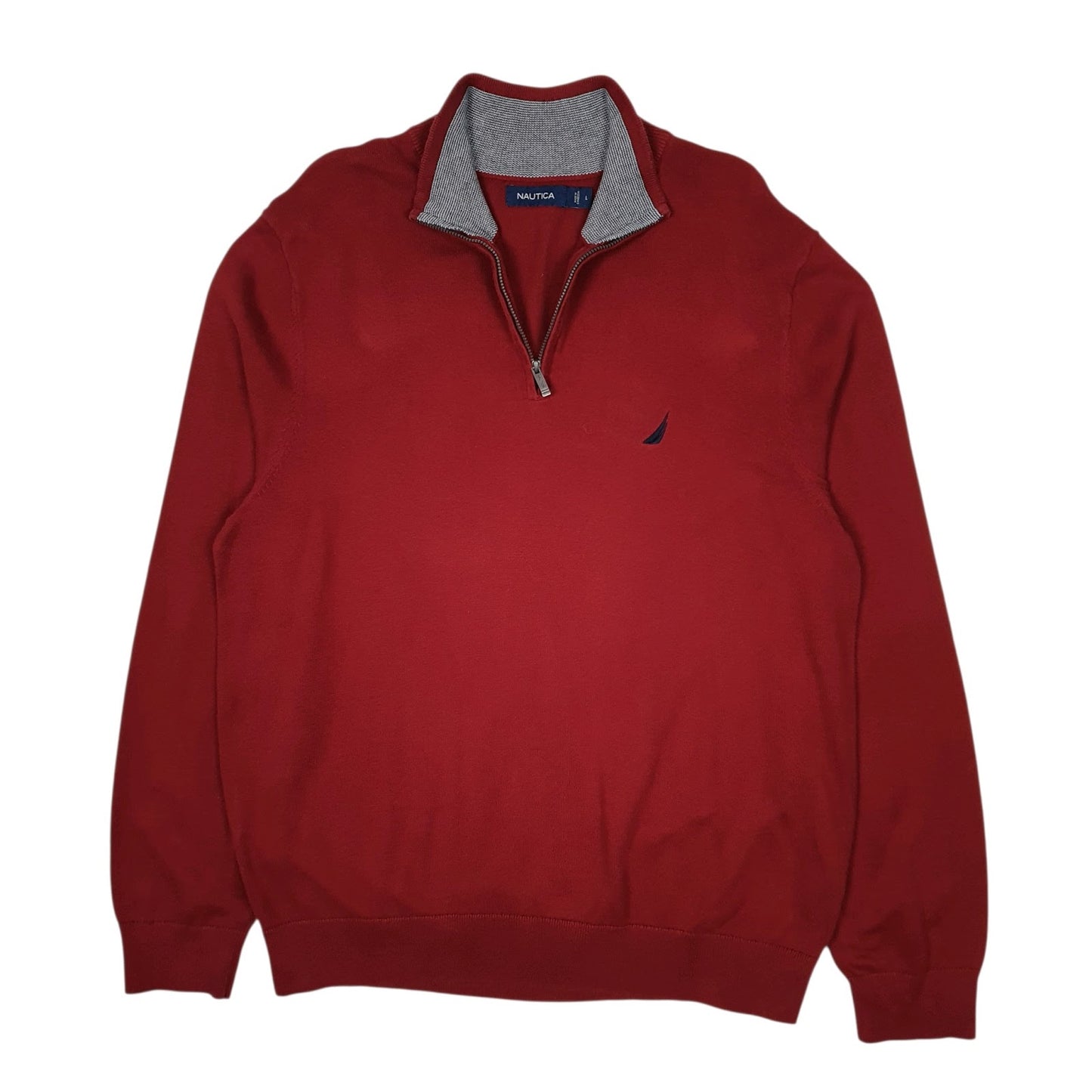 Mens Red Nautica  Quarter Zip Jumper