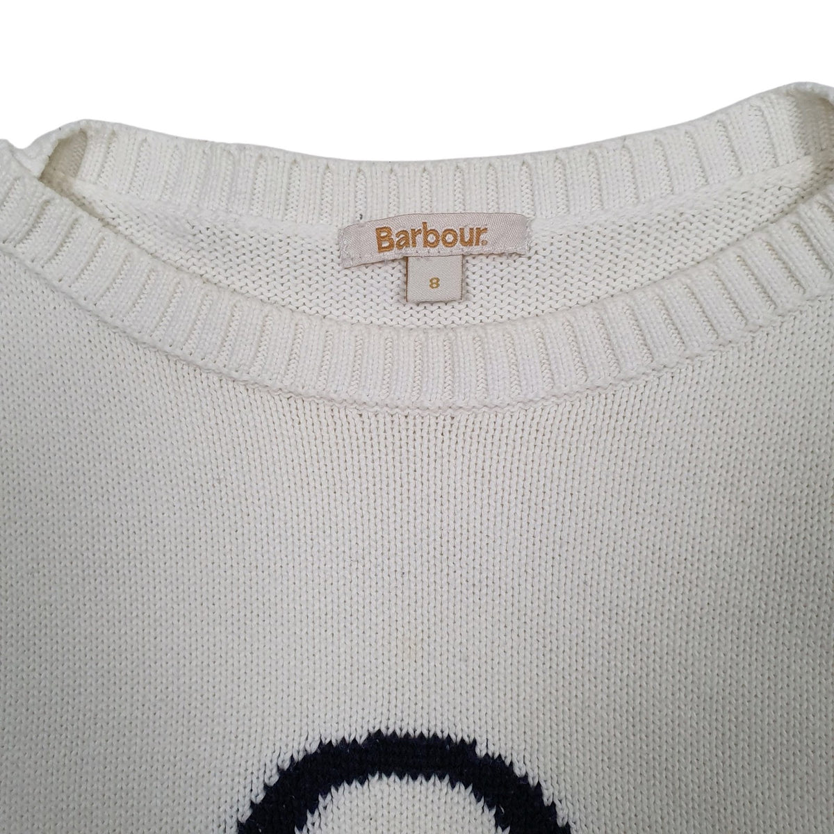 Womens White Barbour Beacon Brand Crewneck Jumper