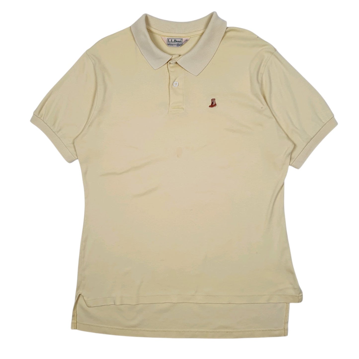 Mens Yellow L.L.Bean Vintage 1980s Short Sleeve Polo Shirt