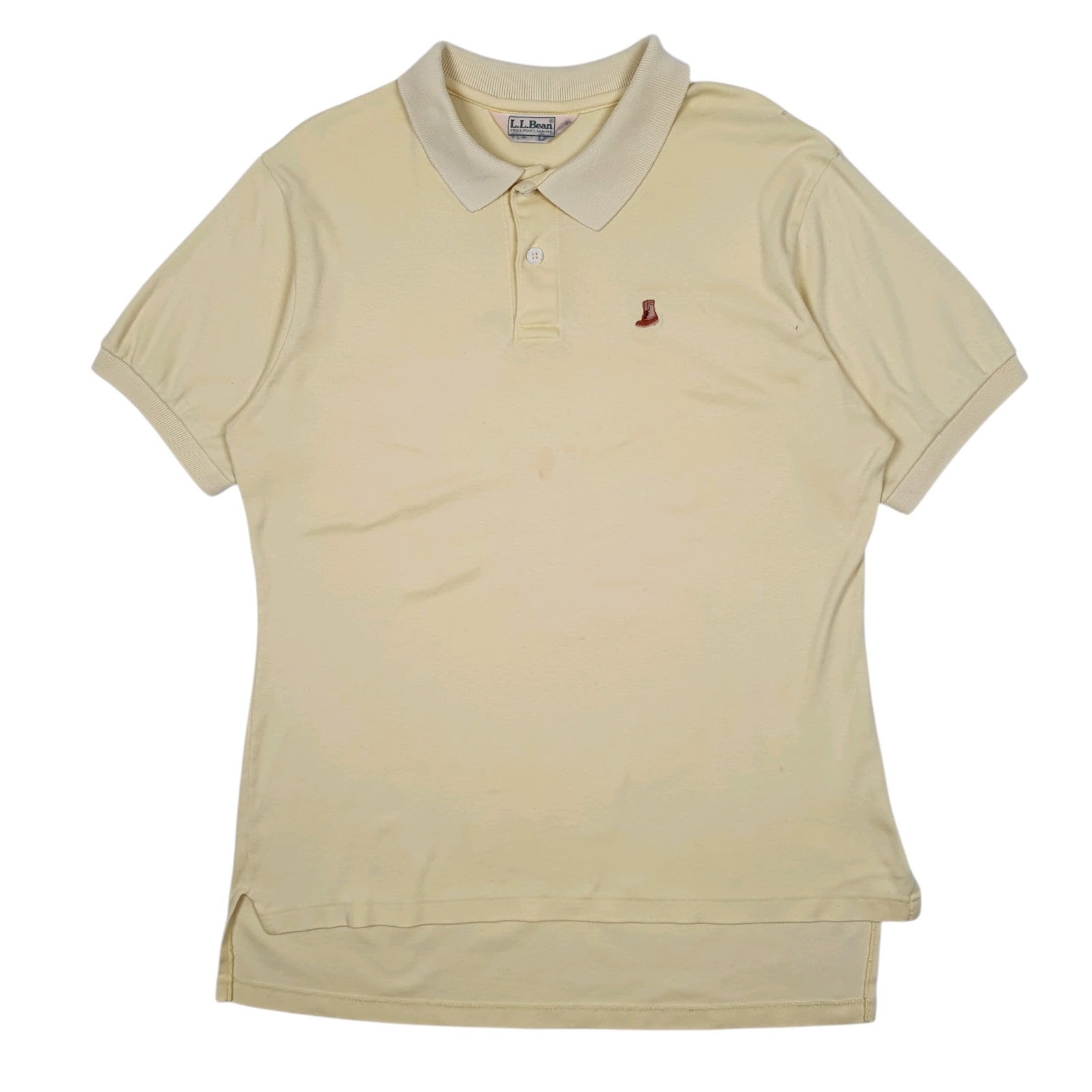 Mens Yellow L.L.Bean Vintage 1980s Short Sleeve Polo Shirt