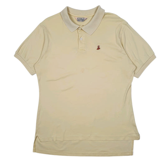 Mens Yellow L.L.Bean Vintage 1980s Short Sleeve Polo Shirt