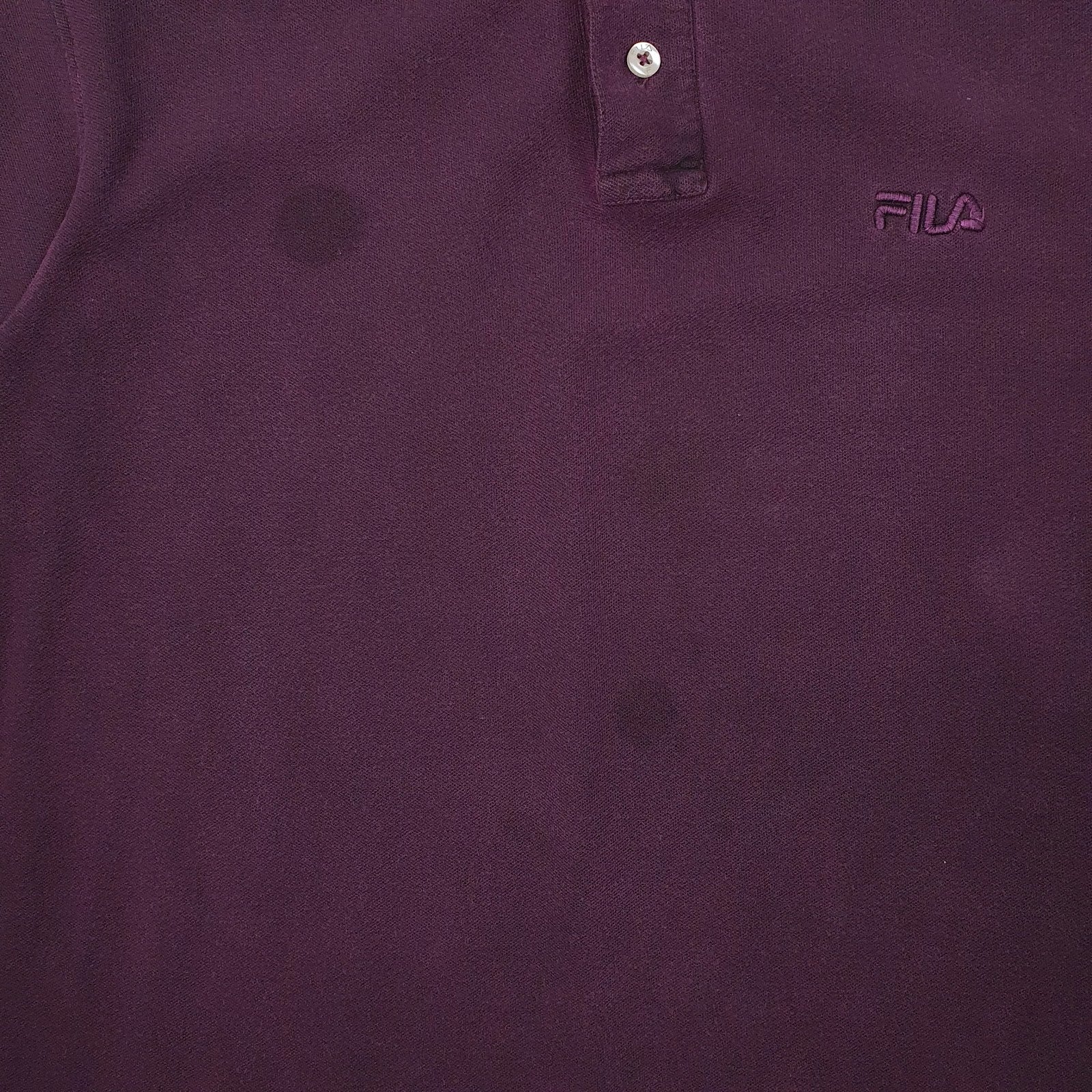 Mens Purple Fila  Cardigan Polo Shirt