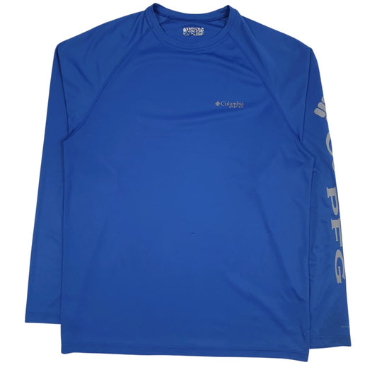 Mens Blue Columbia Sportswear Company Active Wear PFG Omni-Shade Long Sleeve T Shirt
