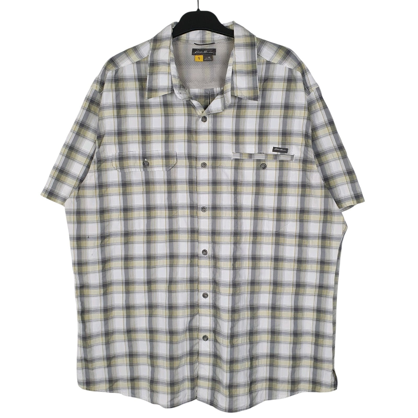 Mens Grey Eddie Bauer Hiking Walking Short Sleeve Shirt