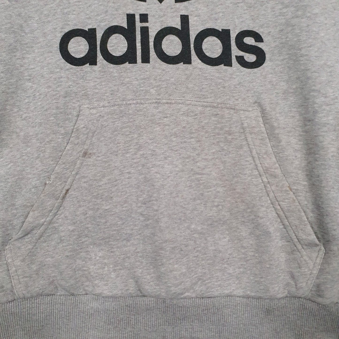 Mens Grey Adidas Spellout Hoodie Jumper