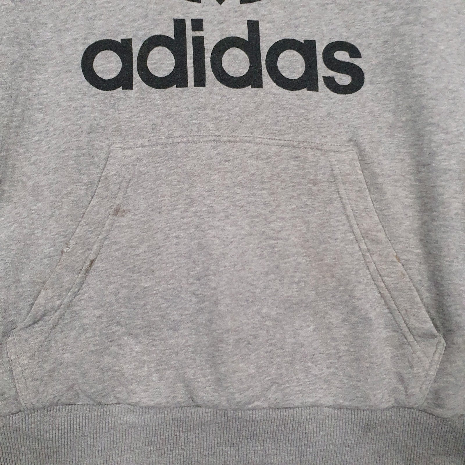 Mens Grey Adidas Spellout Hoodie Jumper